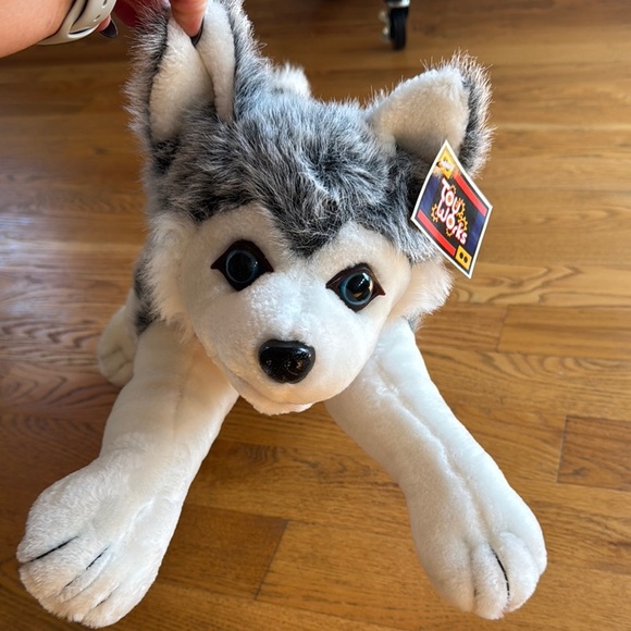 Husky Plush Dog Toy - Gray and White - Picture 2 of 7